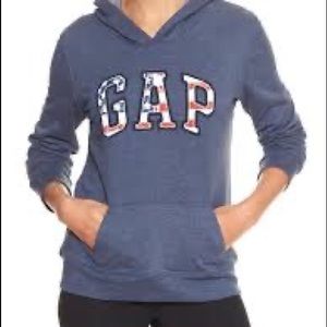 Gap factory logo hoodie flag denim blue color